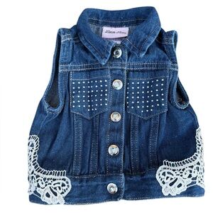 Little Lass denim vest lace detail  12 months‎ Jean Vest